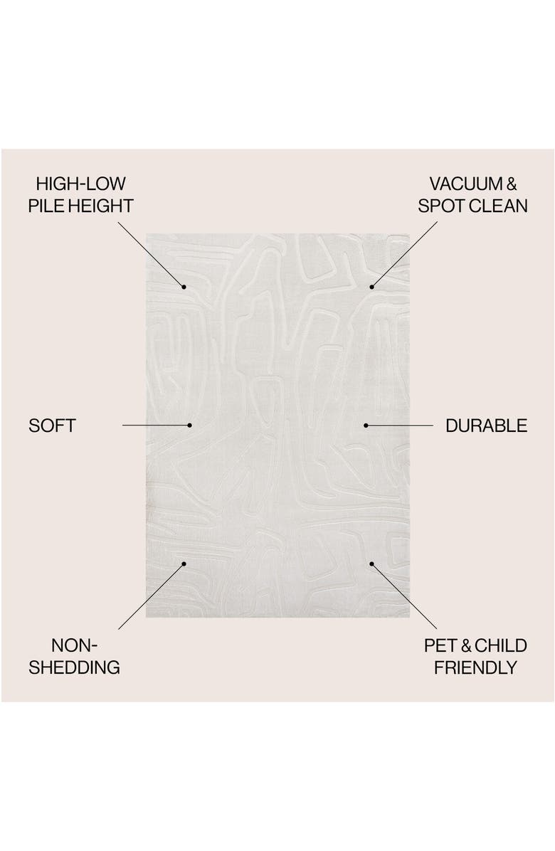 JONATHAN Y Alcina Modern Scandinavian Graphic Lines High-Low Area Rug, Main, color, White/Cream