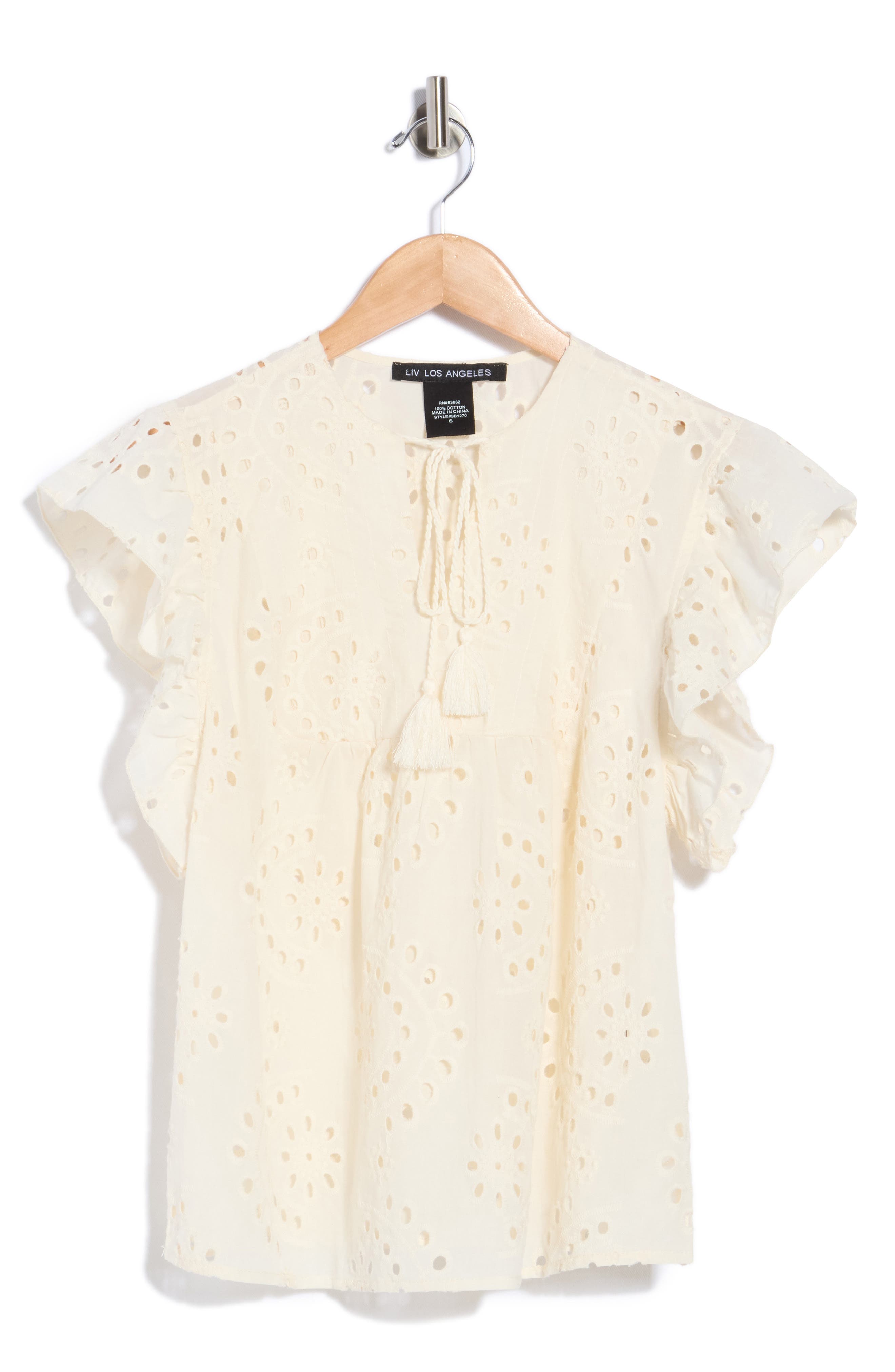 Eyelet Tie Front Cotton Top