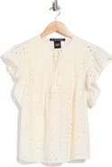 Forgotten Grace Eyelet Tie Front Cotton Top