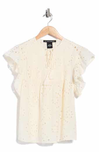 Eyelet Tie Front Cotton Top