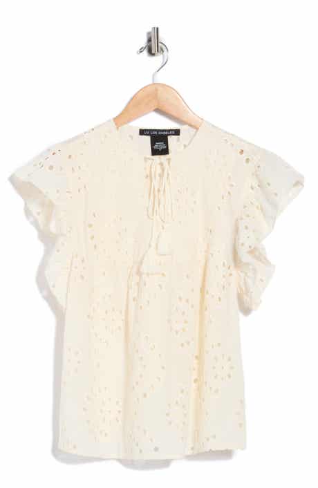 Eyelet Tie Front Cotton Top