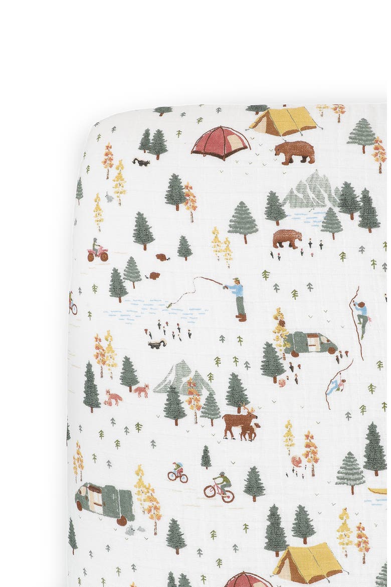 Organic Cotton Muslin Crib Sheet, Main, color, ALPINE ADVENTURE