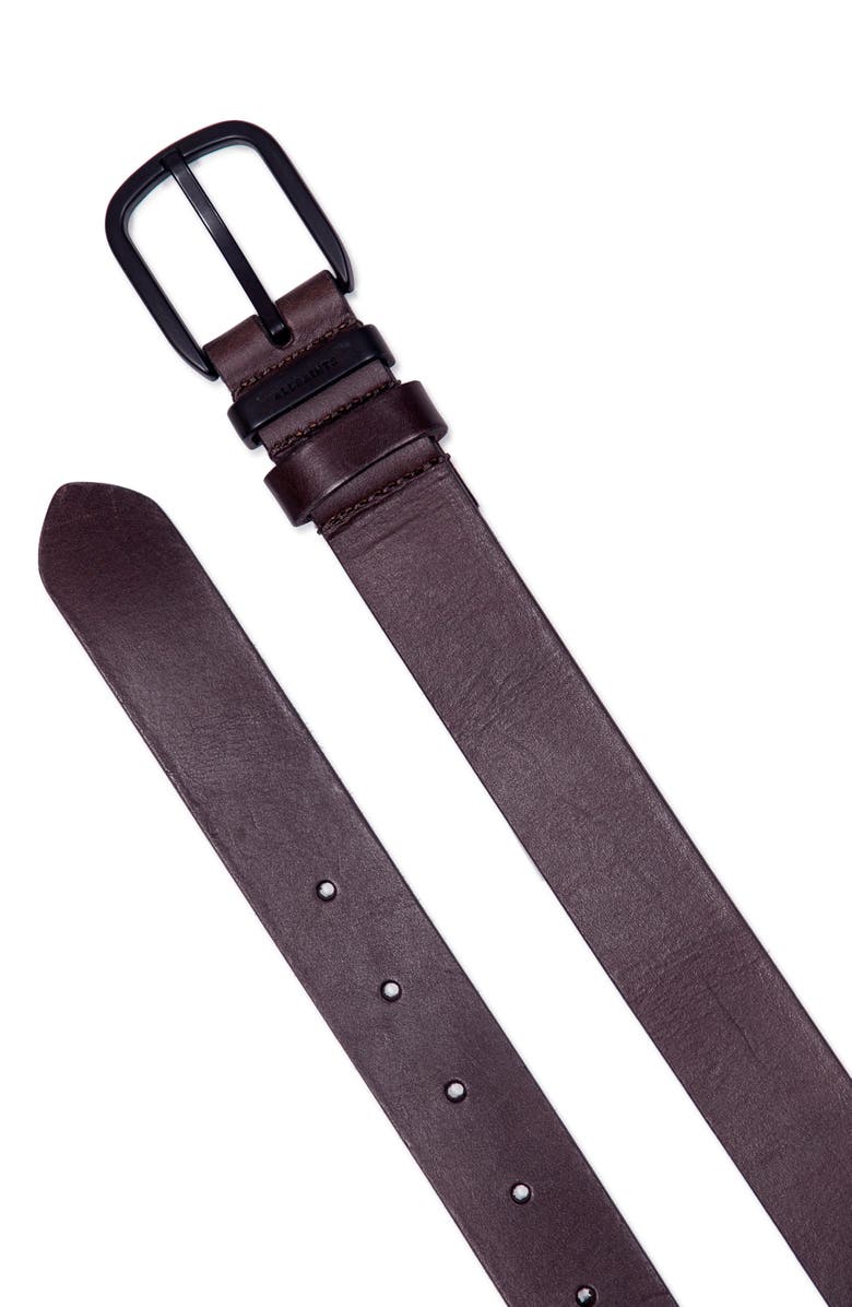AllSaints Leather Belt, Alternate, color, Bitter Brown / Dull Nickel