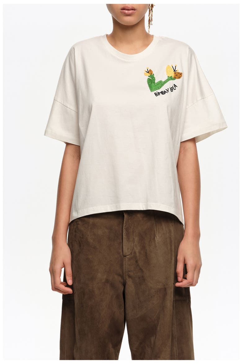 Hand Embroidered Logo T-Shirt, Main, color, IVORY