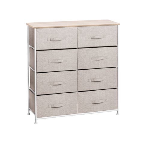 Large Storage Dresser Furniture, 8 Removable Fabric Drawers, Linen/Tan