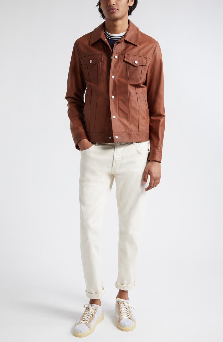 Eleventy Leather Trucker Jacket, Alternate, color, 