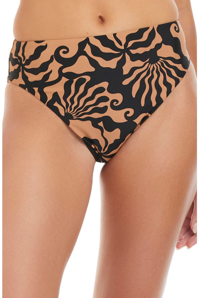 Printed High Waist Bikini Bottoms, Main, color, BLACK