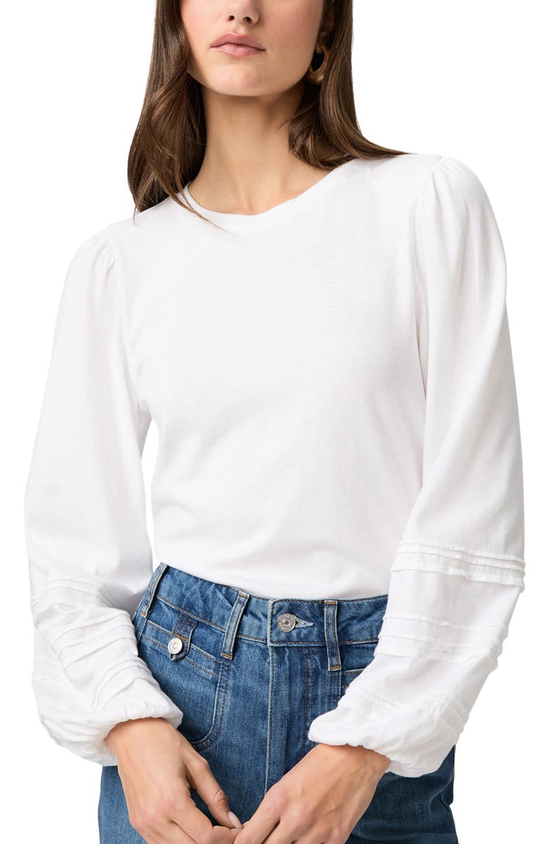 PAIGE Cyrano Pintuck Jersey Top, Alternate, color, White