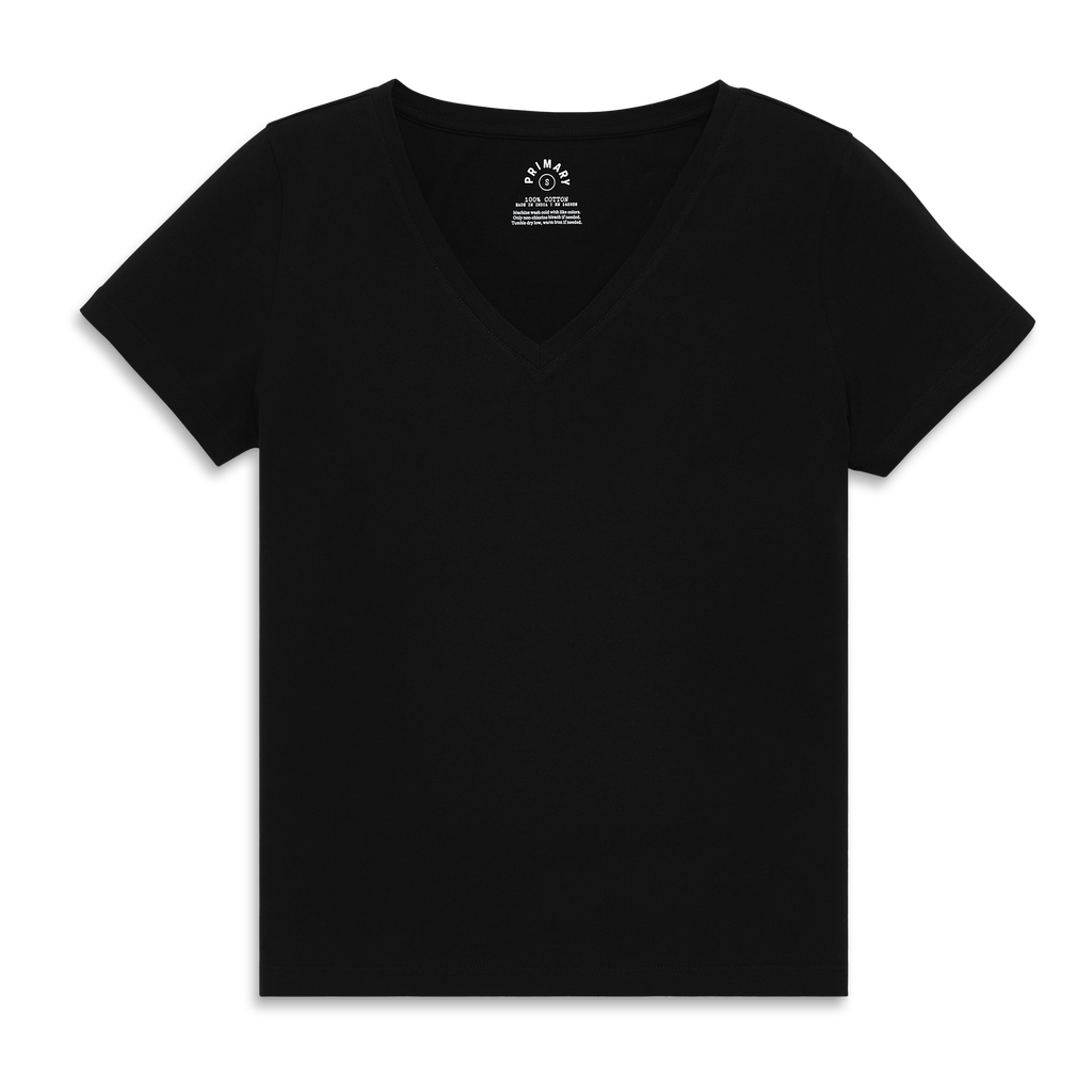 Primary Adult Classic Slub V-neck Tee In Black