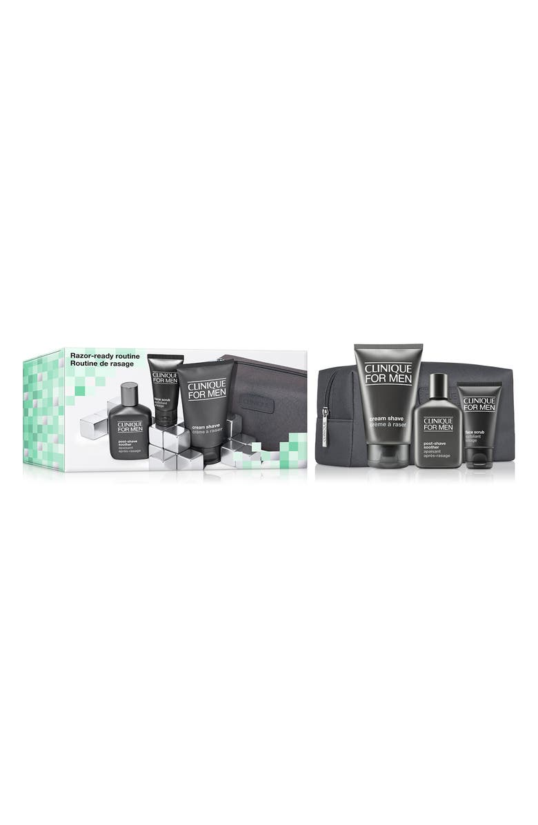 Clinique Razor Ready Routine Men's Skincare Set $77 Value, Main, color,