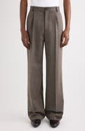 Dries Van Noten Penrud Pleated Herringbone Wool Pants