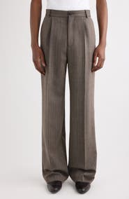 Dries Van Noten Penrud Pleated Herringbone Wool Pants