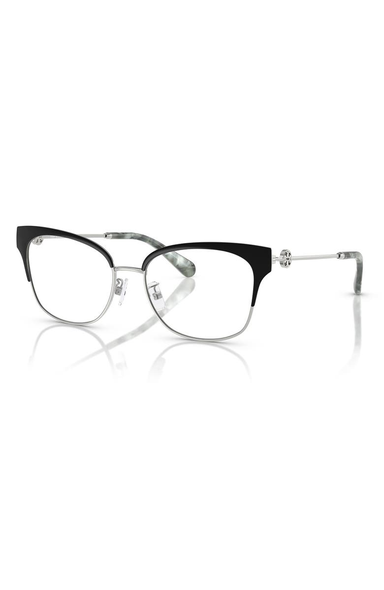 Tory Burch 52mm Cat Eye Optical Glasses, Alternate, color, Black Silver