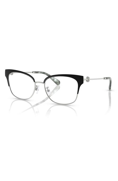 Tory Burch 52mm Cat Eye Optical Glasses In Black Silver