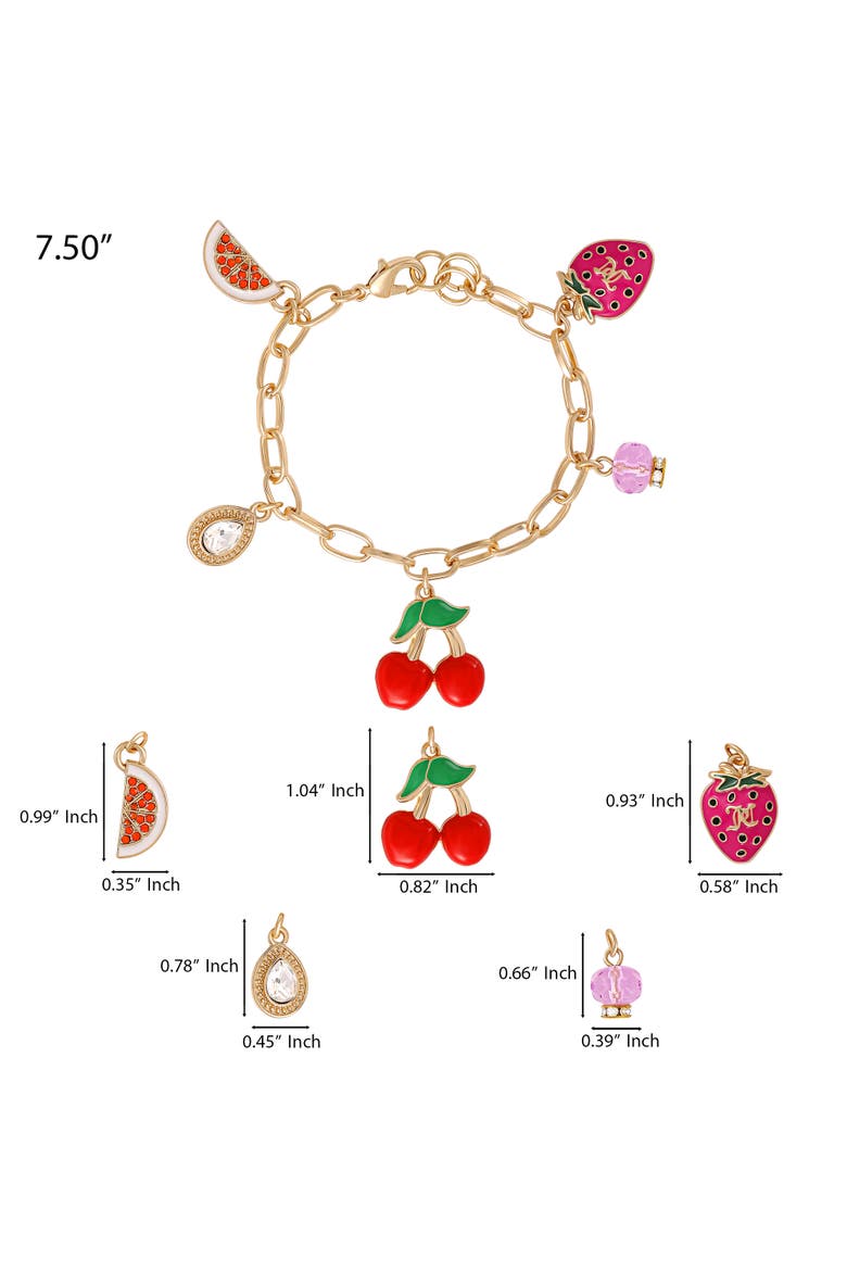 Cherry & Fruit Charm Bracelet, Alternate, color, Gold Tone