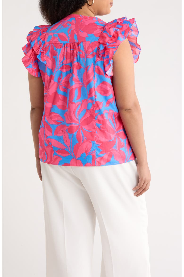 Floral Sammi Cotton Button-Up Top, Alternate, color, PINK-BLUE