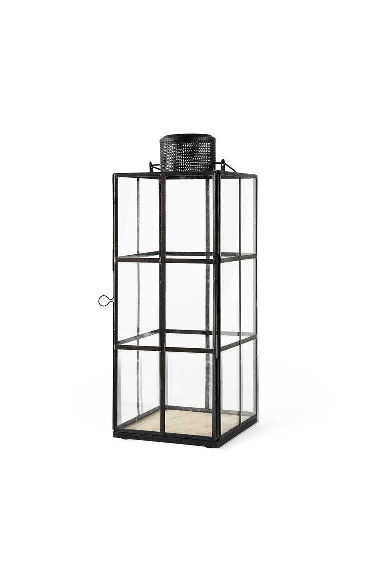 Gamfield  Metal and Glass Lantern, Main, color, Black