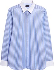 TOM FORD Classic Fit Contrast Collar Stripe Button-Up Shirt