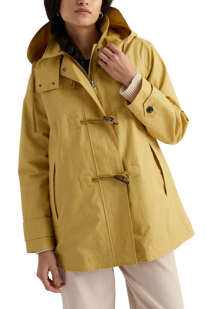 Sea Drift Waterproof Linen & Cotton Rain Coat, Main, color, PEAR