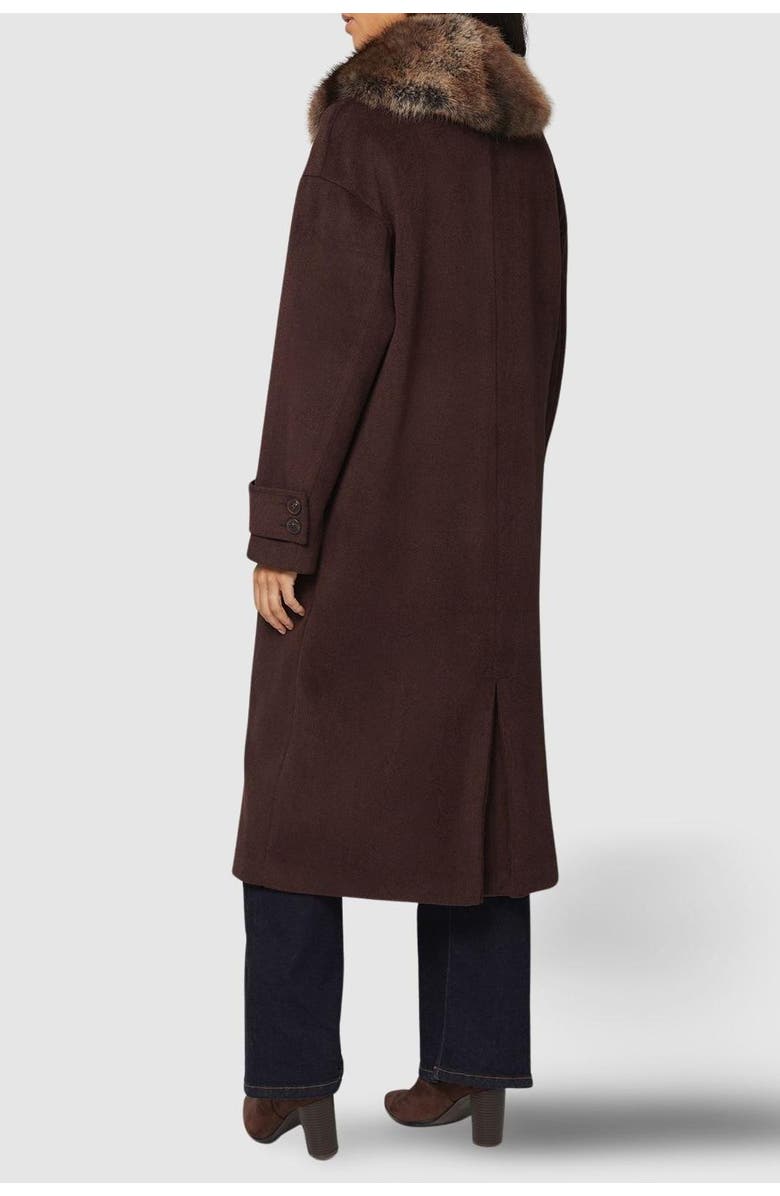 Wallis Faux Fur Collar Tab Cuff Coat, Alternate, color, Chocolate