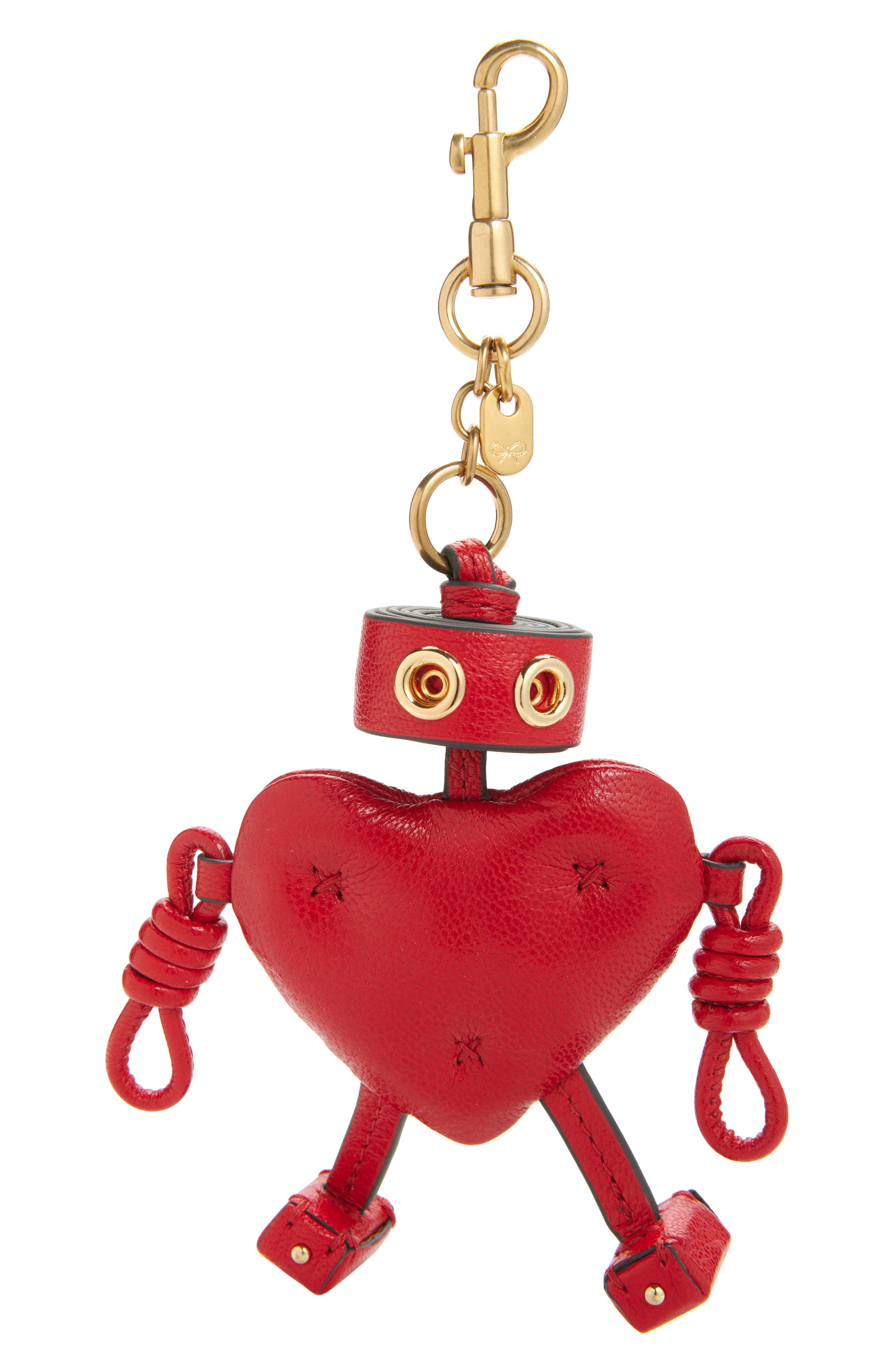 Anya Hindmarch Valentine's Day Chubby Heart Leather Bag Charm, Main, color, Bright Red