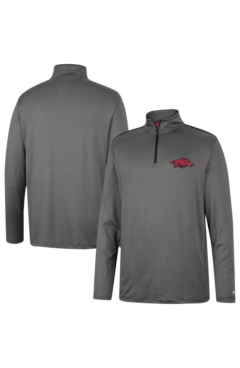 COLOSSEUM Men's Colosseum Charcoal Arkansas Razorbacks Logo Quarter-Zip Windshirt, Main, color, 