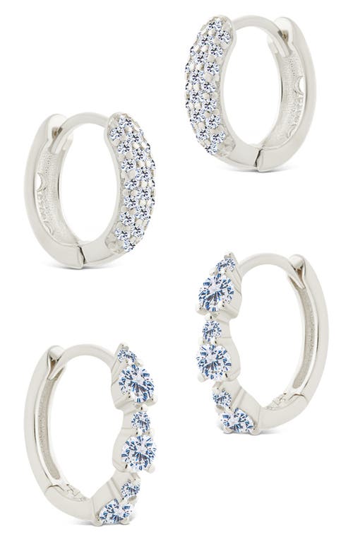 Sterling Forever Set Of 2 Lioren Cubic Zirconia Hoop Earrings In Silver