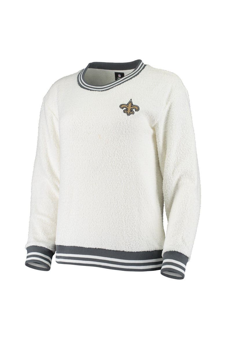Women's Concepts Sport Cream/Charcoal New Orleans Saints Granite Knit Pullover Sweatshirt, Alternate, color, Cream