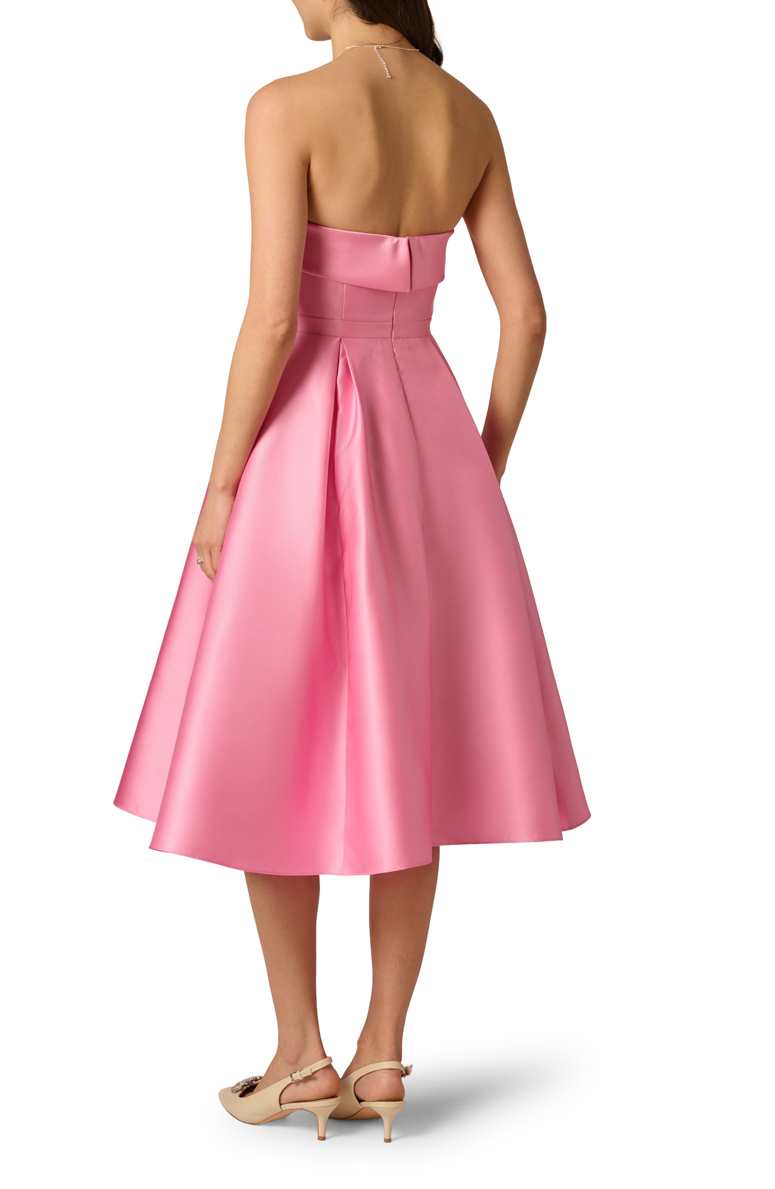 Bow Trim Strapless Mikado Cocktail Dress - image 2