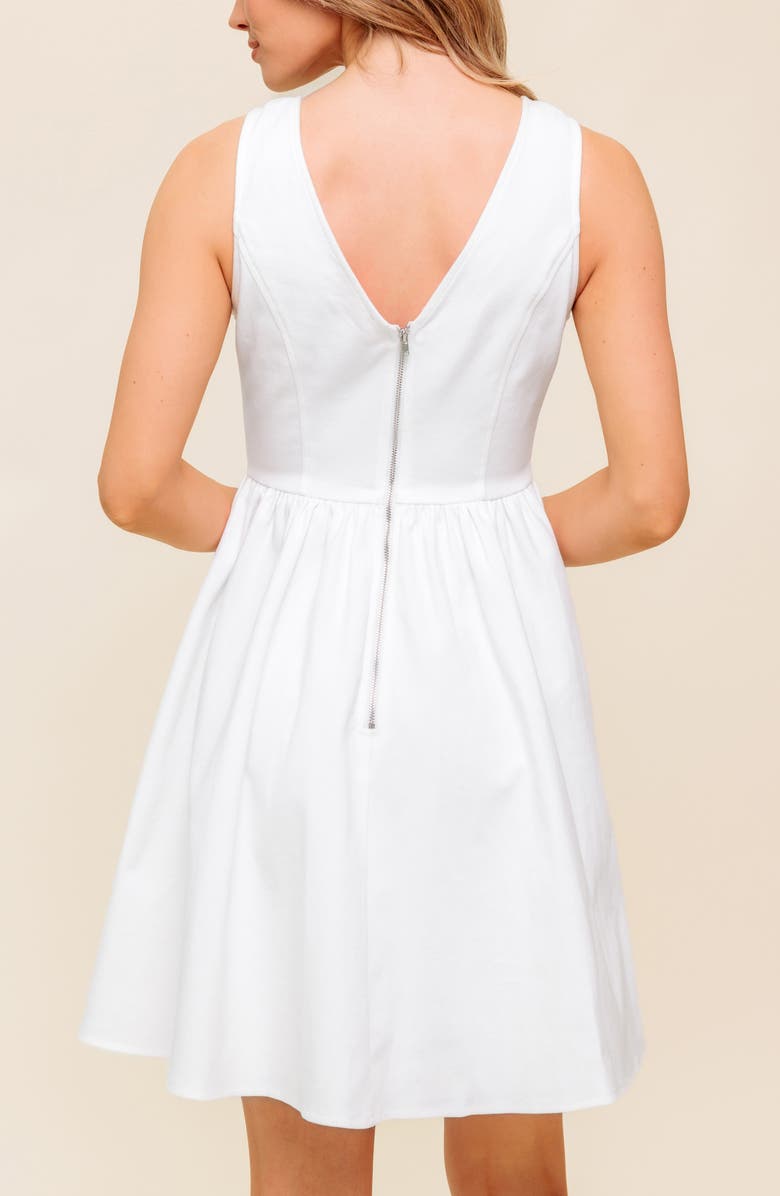 FLYING TOMATO Bow Strap Twill Minidress, Alternate, color, White Denim