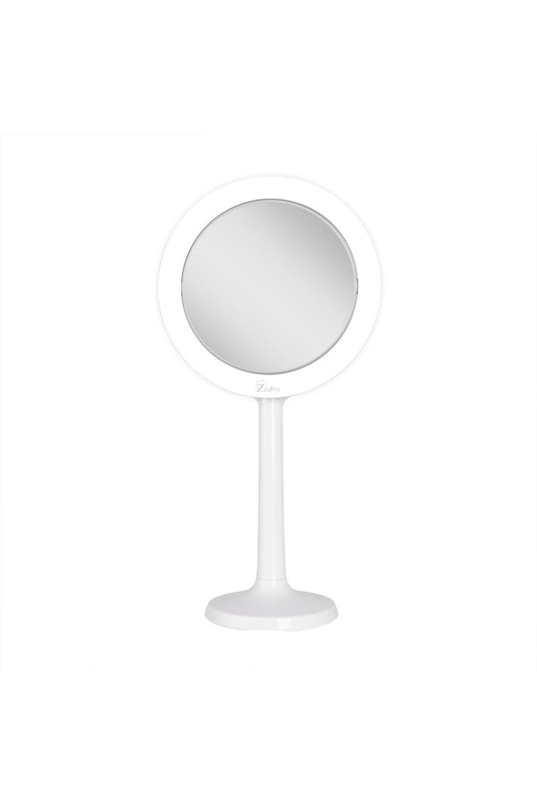 Hudson Lighted Makeup Mirror with 8X/1X Magnifications & Suction Cup, Main, color, White