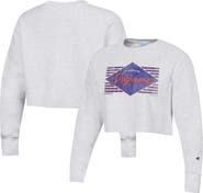 Champion Women's Champion Heather Gray Clemson Tigers Reverse Weave Cropped Pullover Sweatshirt