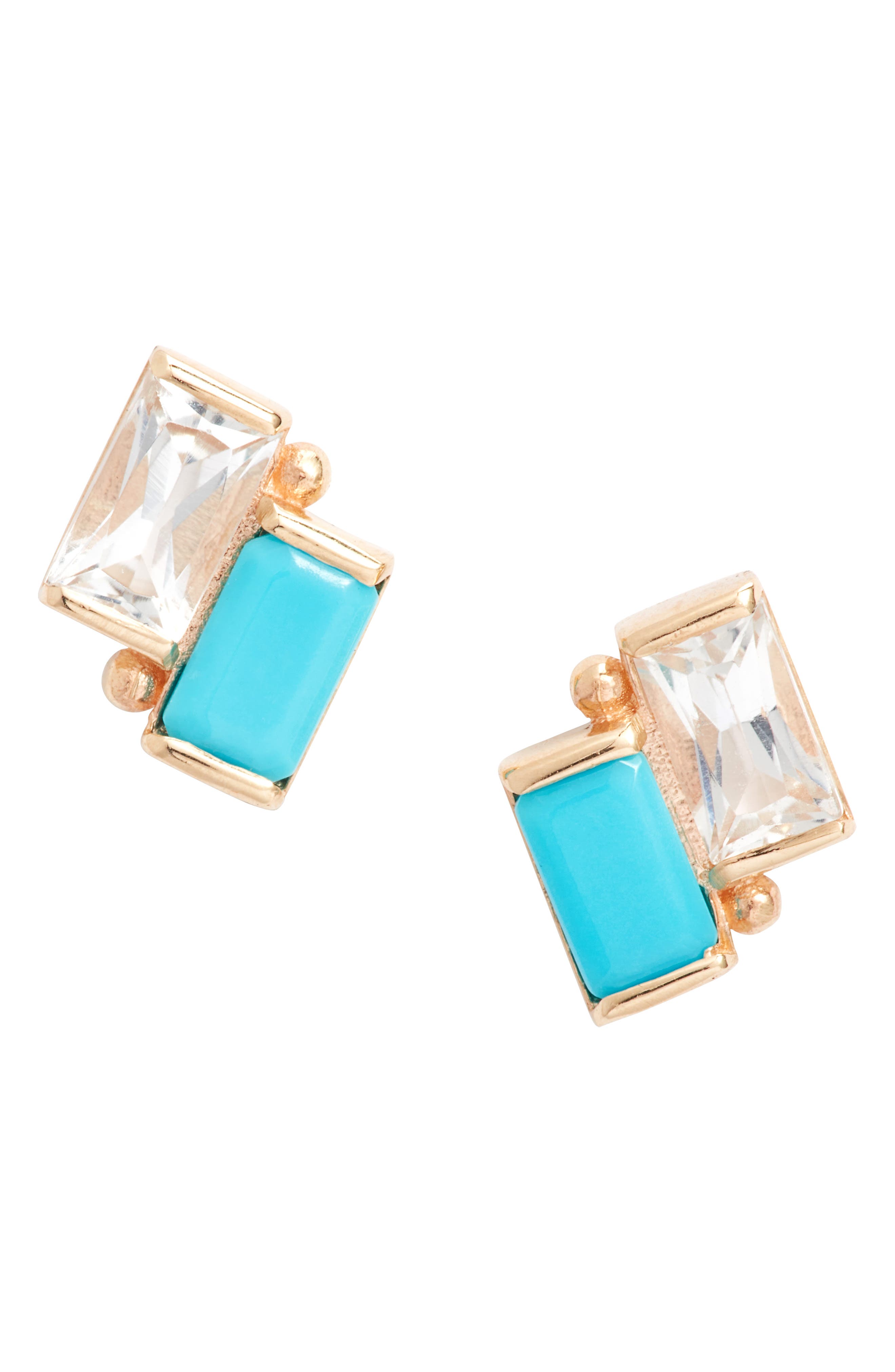 Anzie Cléo Deux Carré Stud Earrings in Turquoise 