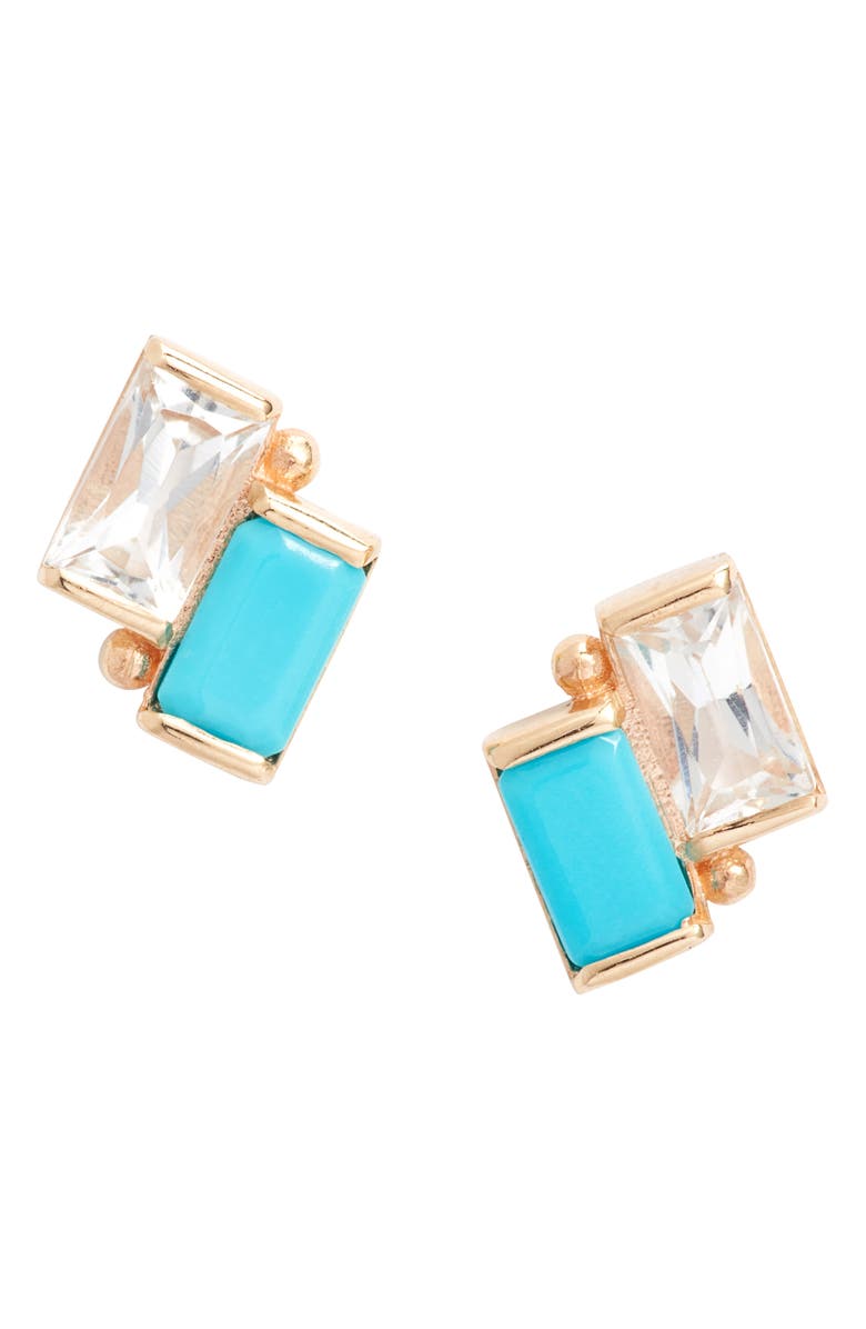 Anzie Cléo Deux Carré Stud Earrings, Main, color, Turquoise