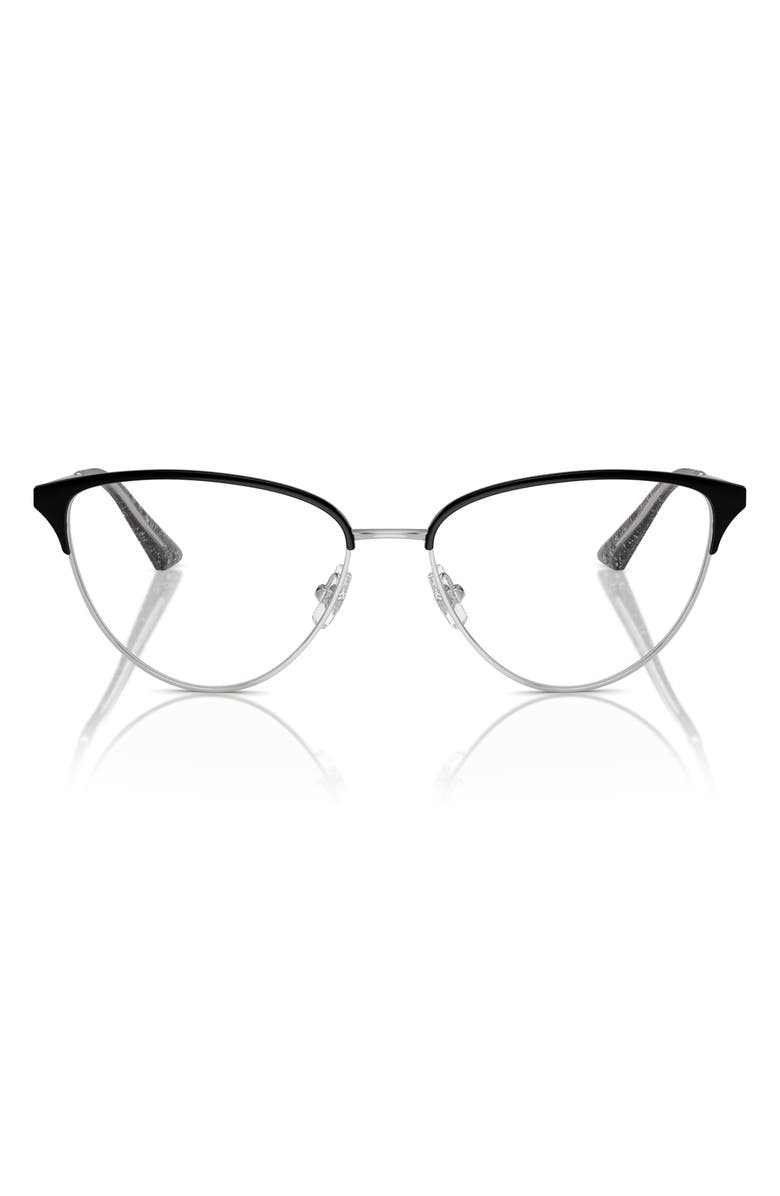 Jimmy Choo 55mm Cat Eye Optical Glasses, Main, color, Silver/ Black / Demo Lens