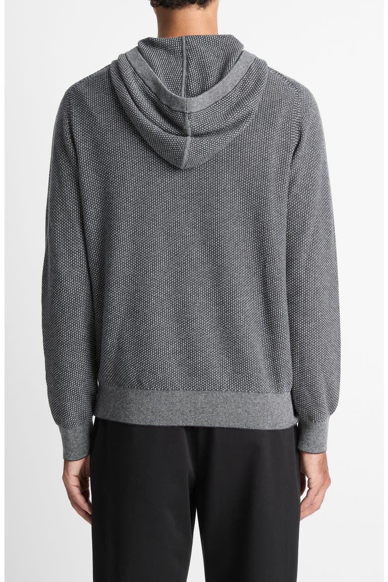 Geometric Jacquard Wool & Cashmere Blend Hoodie, Alternate, color, HEATHER BLACK/ HEATHER GREY