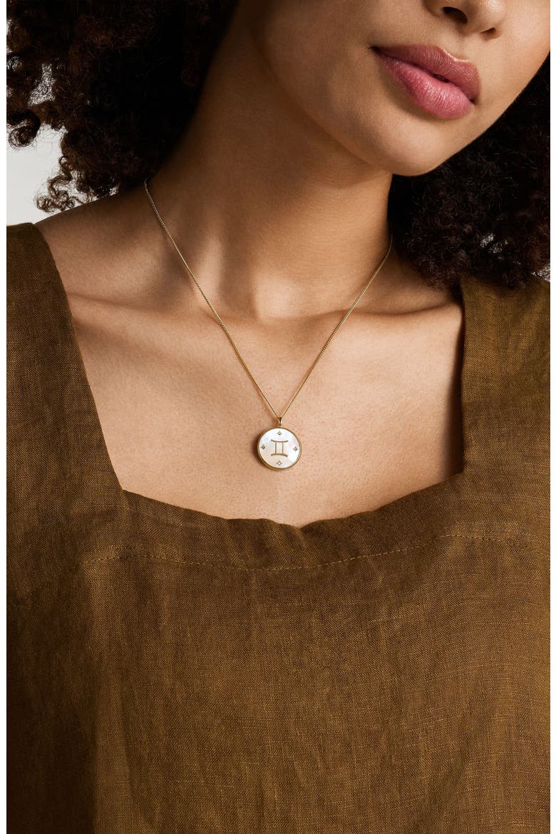 Sutton Leo Zodiac Pendant Necklace, Alternate, color, GEMINI/ WHITE/ GOLD
