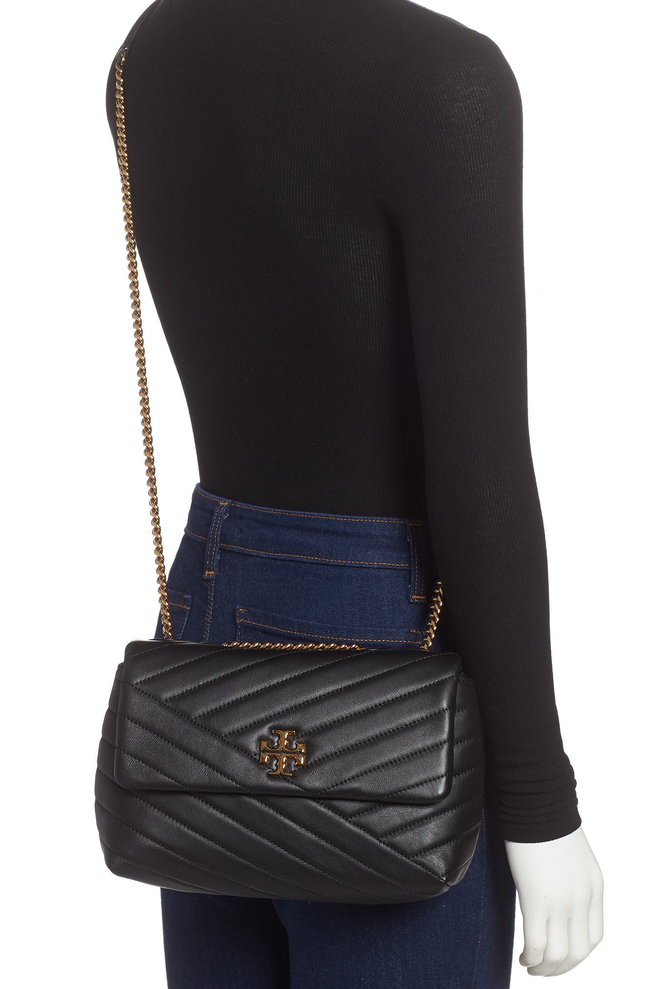 Tory Burch Kira Chevron Quilted Small Convertible Leather Crossbody Bag, Alternate, color, 