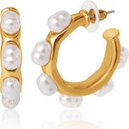 BCBG Pearl Hoop Earrings