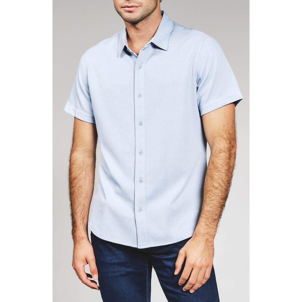 7 Diamonds Camino Short Sleeve Knit Button-up Shirt In Blue