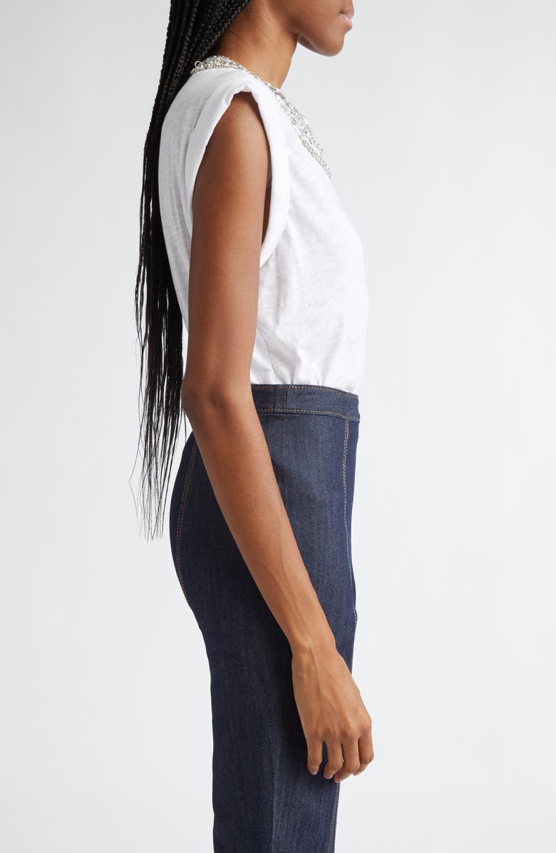 Cinq à Sept Bella Rhinestone Detail Cotton Top, Alternate, color, White