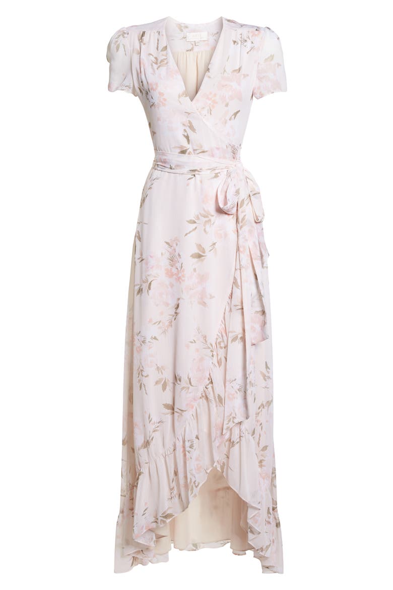 The Natasha Floral Wrap Maxi Dress, Alternate, color, BLUSH BOUQUET PRINT