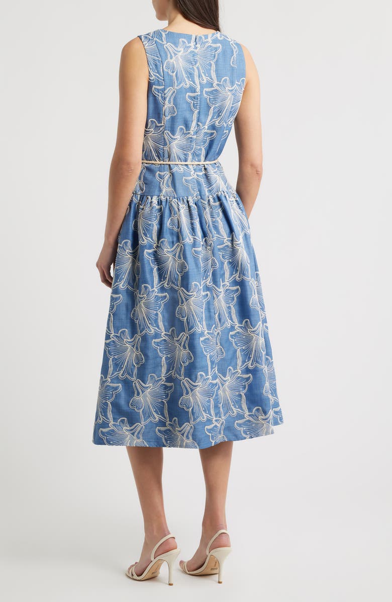 Julia Jordan Floral Embroidery Sleeveless Midi Dress, Alternate, color, Blue Multi