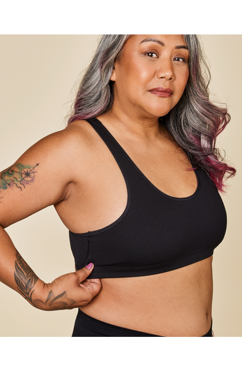 Meadow Glide Cotton Racerback Bralette, Alternate, color, Black