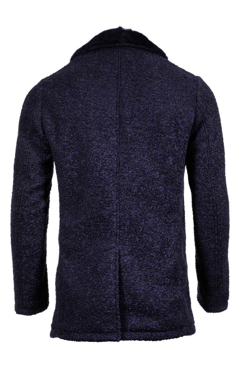 Comstock & Co. Double Breasted Wool Blend Bouclé Jacket with Shearling Trim, Alternate, color,