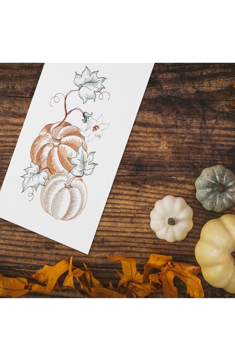C&F Home Pumpkins on Vine Harvest Fall Autumn Kitchen Dishtowel, Alternate, color, White
