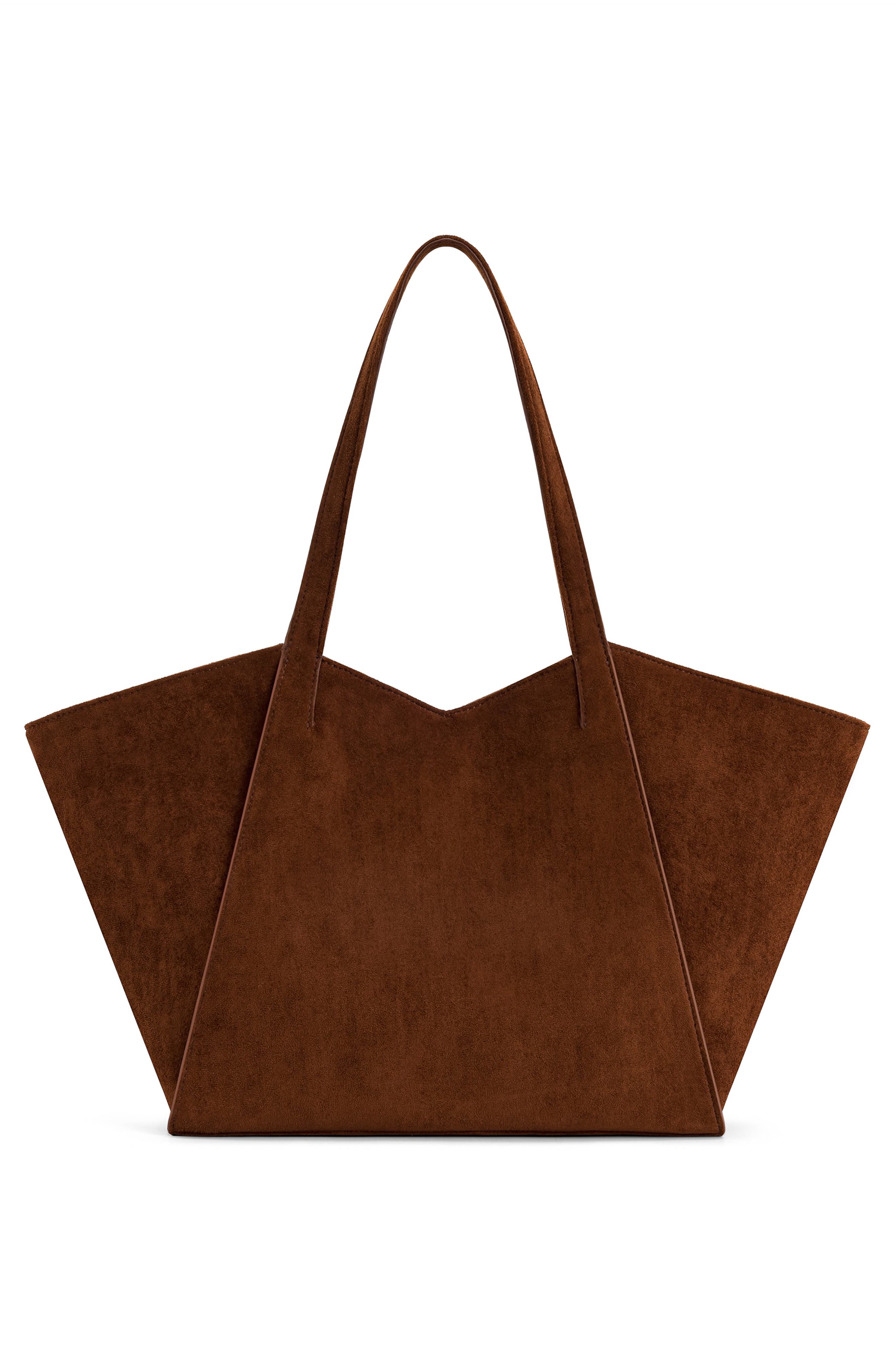 JW PEI Large Kiana Faux Suede Tote, Alternate, color, Dark Brown