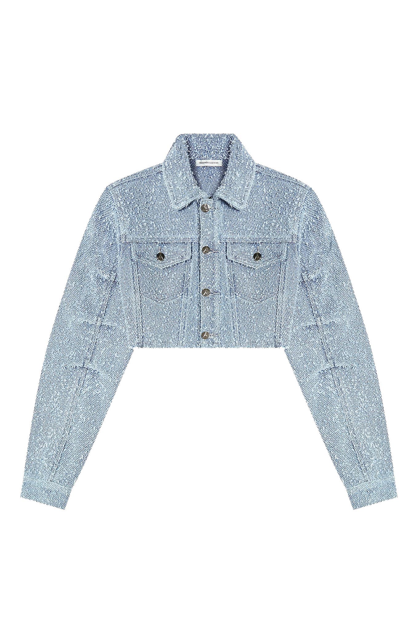 Catherine Cropped Boucle Denim Jacket - image 2