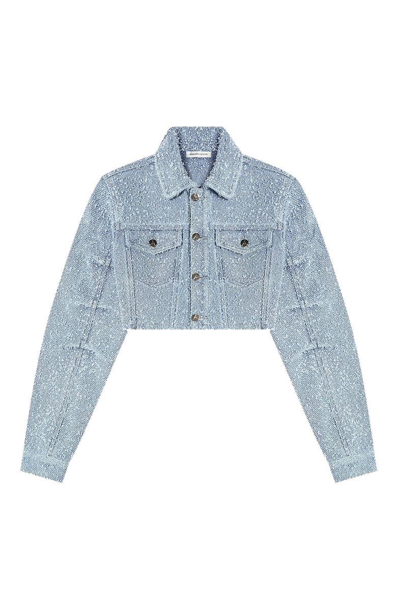 Manière De Voir Catherine Cropped Boucle Denim Jacket, Alternate, color, Mid Blue