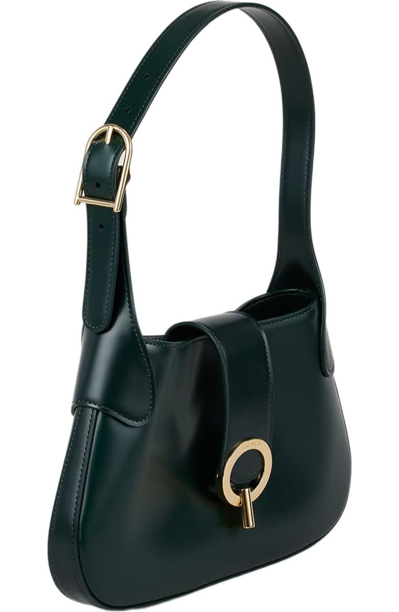 SANDRO Janet bag in certified leather, Alternate, color, Bottle Green
